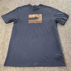 Patagonia Shirt Mens Medium Framed Fitz Roy Responsibili Tee Navy Blue